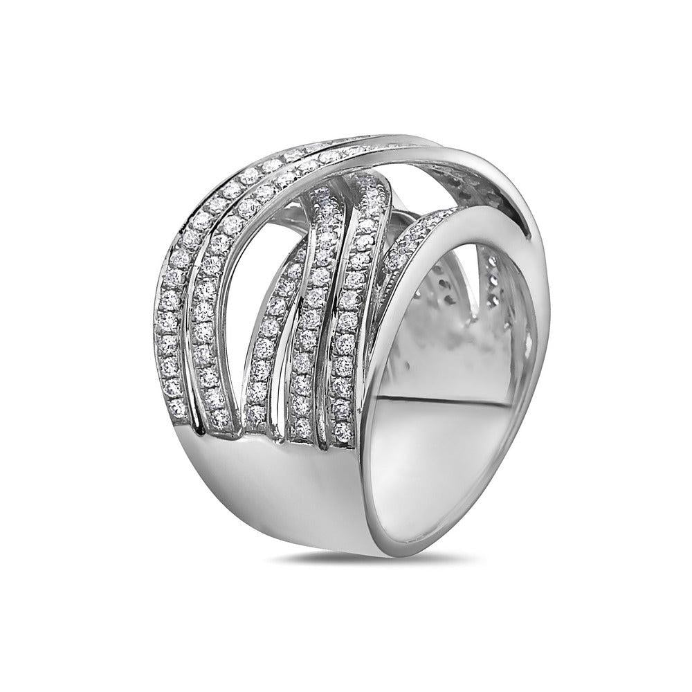 Ladies 18k White Gold Diamond 1.55 CT Right Hand Ring