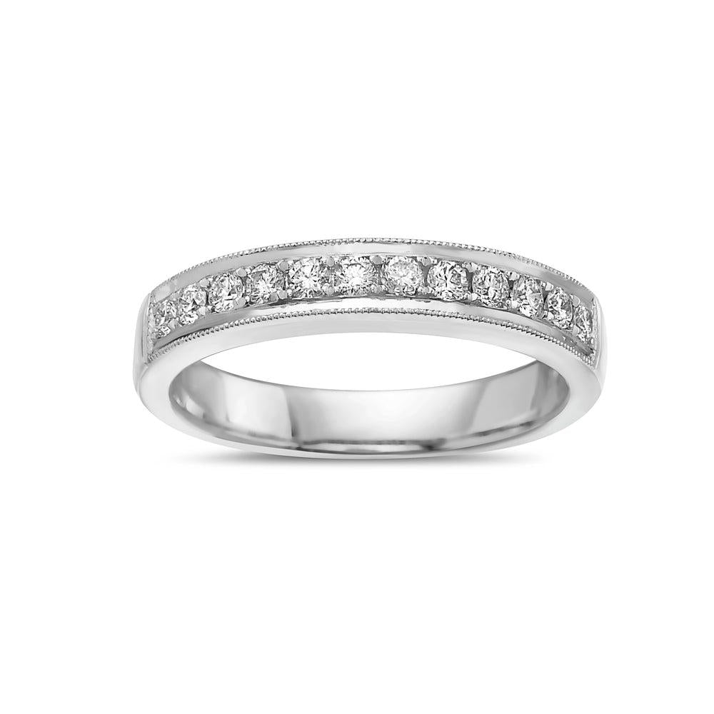 Ladies 18K White Gold With 0.52 CT Diamond Wedding Band