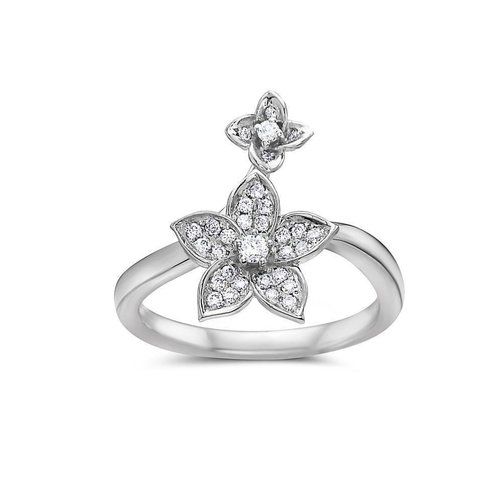 Ladies 18k White Gold Diamond 0.20CT Right Hand Ring