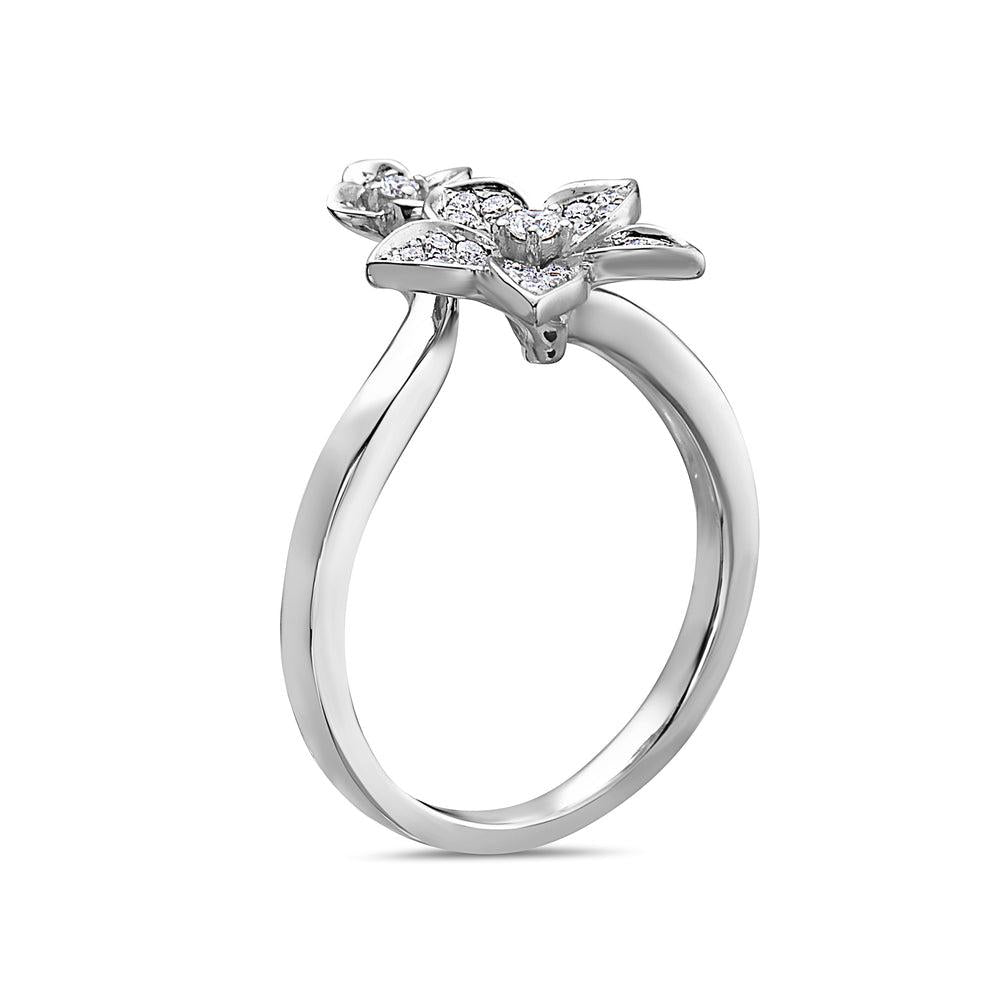 Ladies 18k White Gold Diamond 0.20CT Right Hand Ring