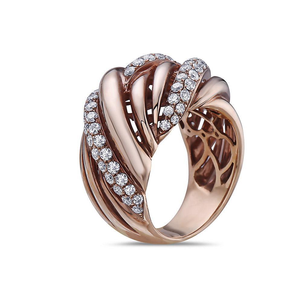 18K ROSE GOLD ROUND DIAMOND RIGHT HAND RING 1.46 CT