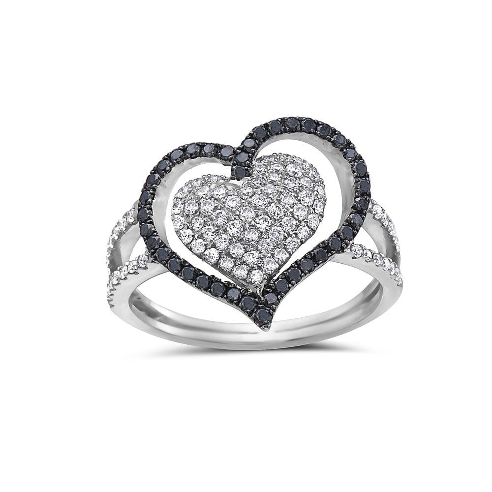 Ladies 14k White Gold Diamond 0.87 CT Right Hand Ring