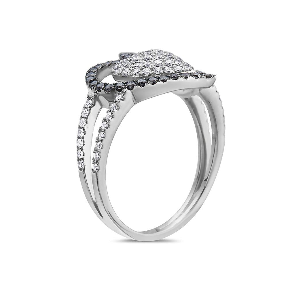 Ladies 14k White Gold Diamond 0.87 CT Right Hand Ring