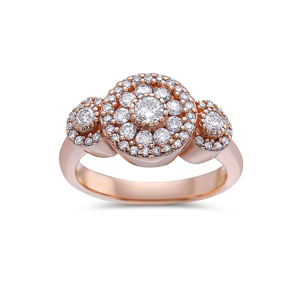 Ladies 14k Rose Gold Diamond 1 CT Right Hand Ring