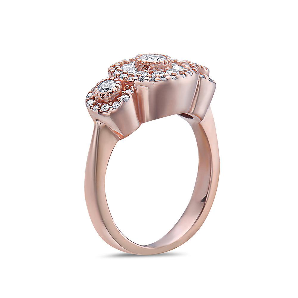 Ladies 14k Rose Gold Diamond 1 CT Right Hand Ring