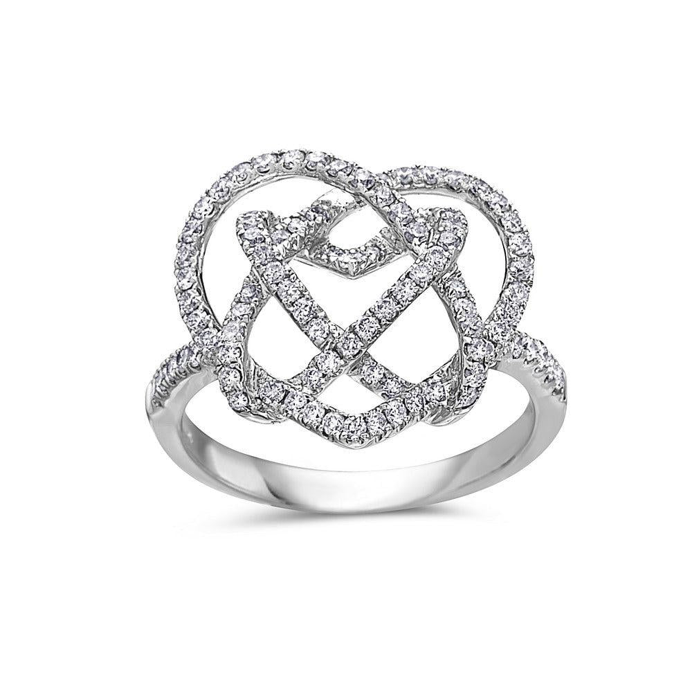 Ladies 18k White Gold Diamond 0.90 CT Right Hand Ring