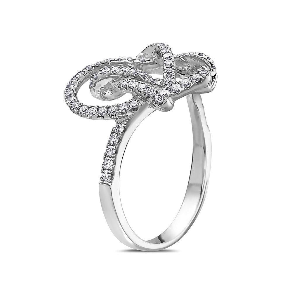 Ladies 18k White Gold Diamond 0.90 CT Right Hand Ring