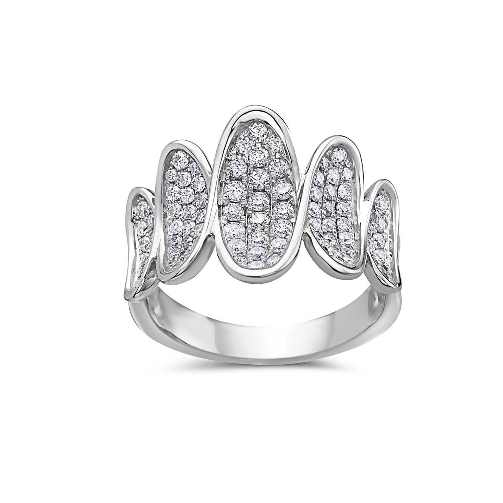 Ladies 18k White Gold Diamond 1 CT Right Hand Ring