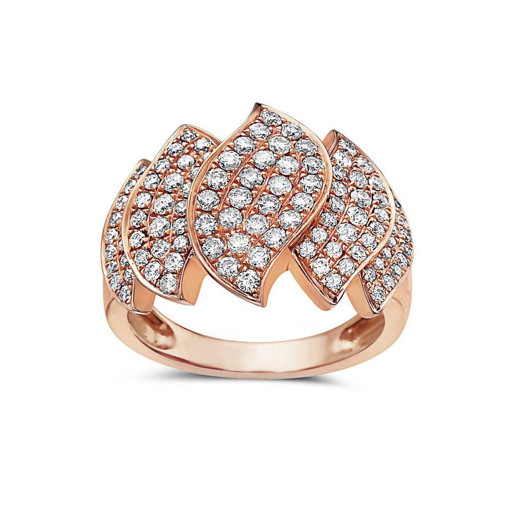 Ladies 18k Rose Gold Diamond 1.28 CT Right Hand Ring