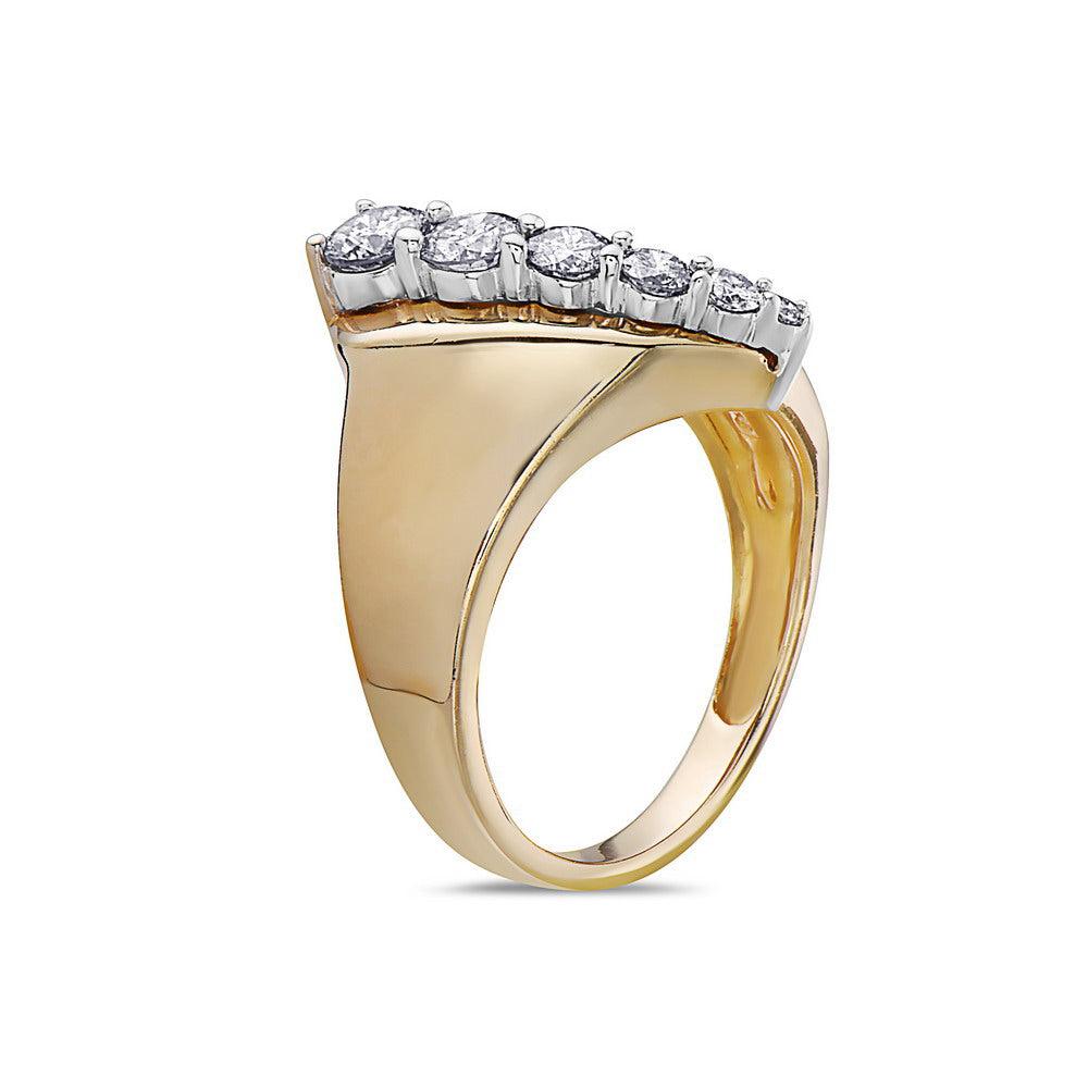 14K Solid Gold Diamond Right Hand Ring 0.85 CT