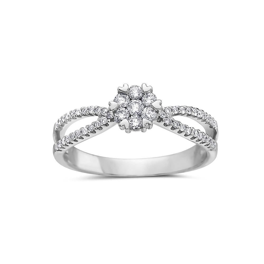 Ladies 14k White Gold Gold Diamond 0.42 CT Right Hand Ring