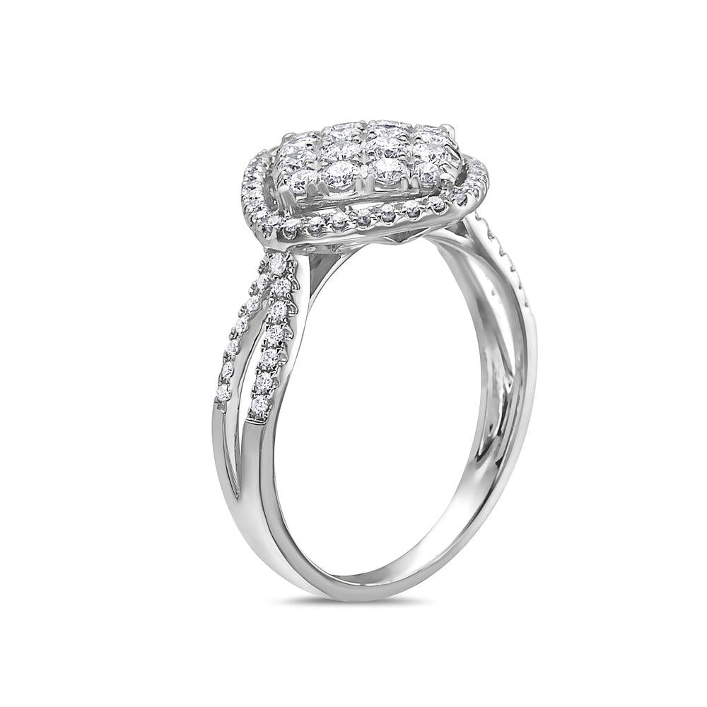 Ladies 18k White Gold Diamond 0.80 CT Right Hand Ring