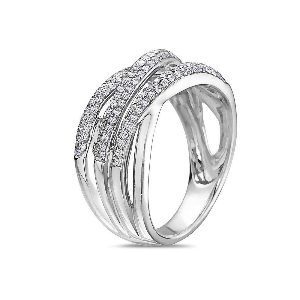 Ladies 18k White Gold Diamond 0.64 CT Right Hand Ring