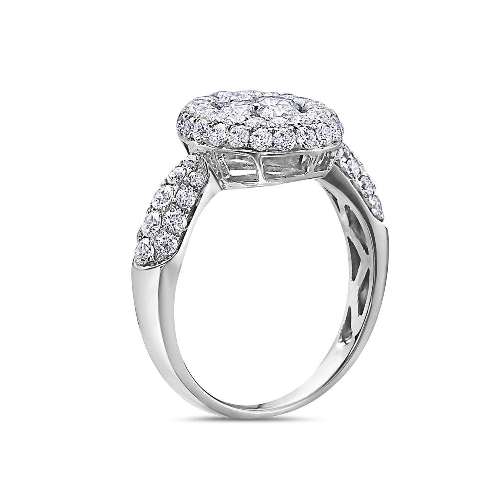 Ladies 18k White Gold Diamond 1.50 CT Right Hand Ring