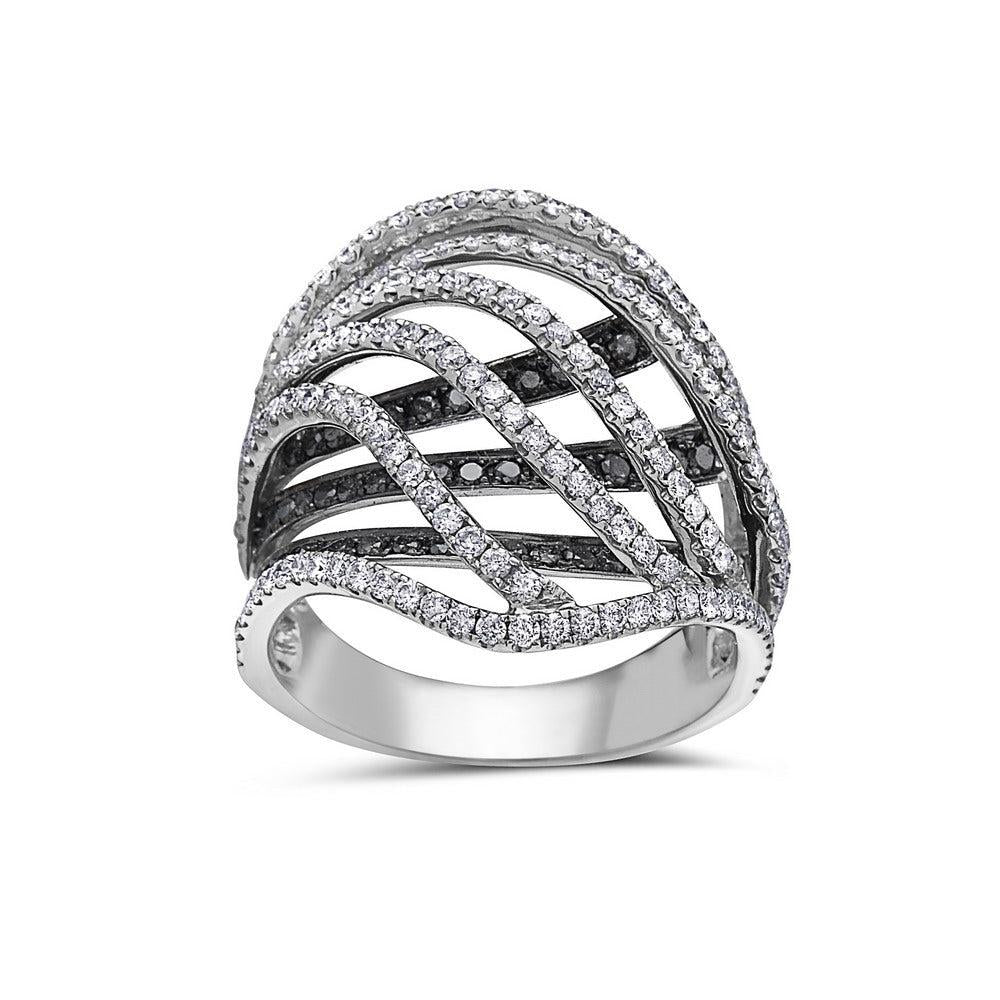 Ladies 18k White Gold Diamond 2.20 CT Right Hand Ring