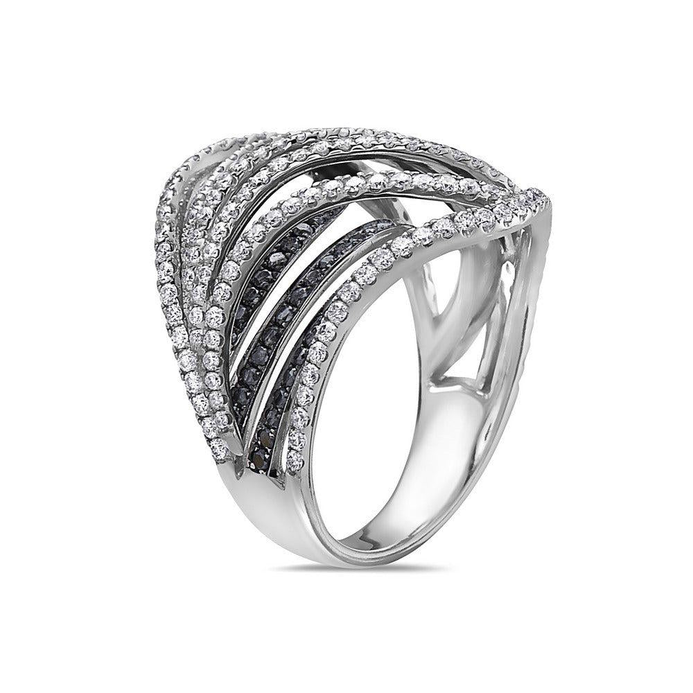 Ladies 18k White Gold Diamond 2.20 CT Right Hand Ring