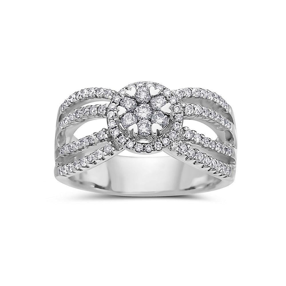 Ladies 14k White Gold Diamond 0.81 CT Right Hand Ring