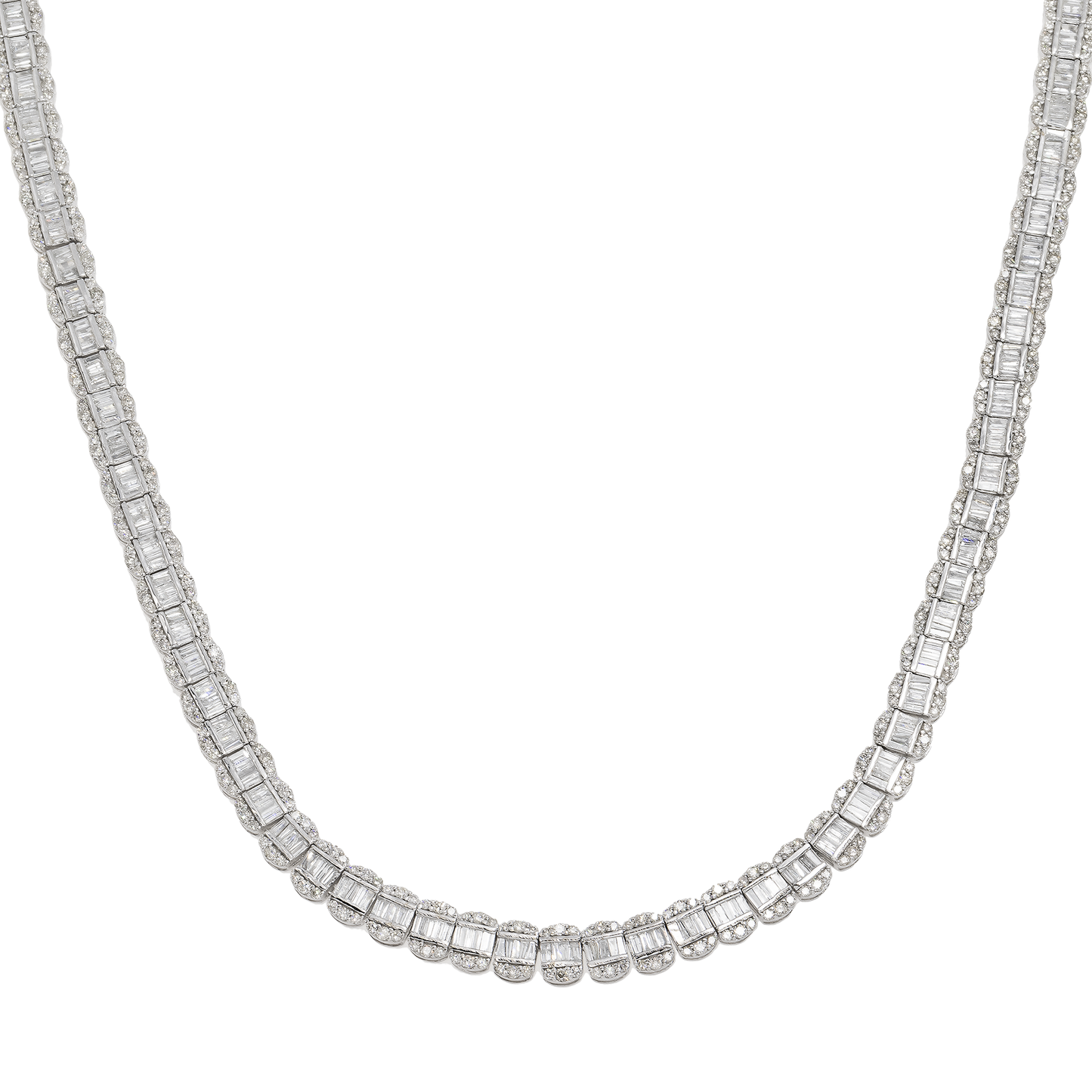 14K GOLD BAGUETTE AND ROUND DIAMOND CHAIN 16.74 CT