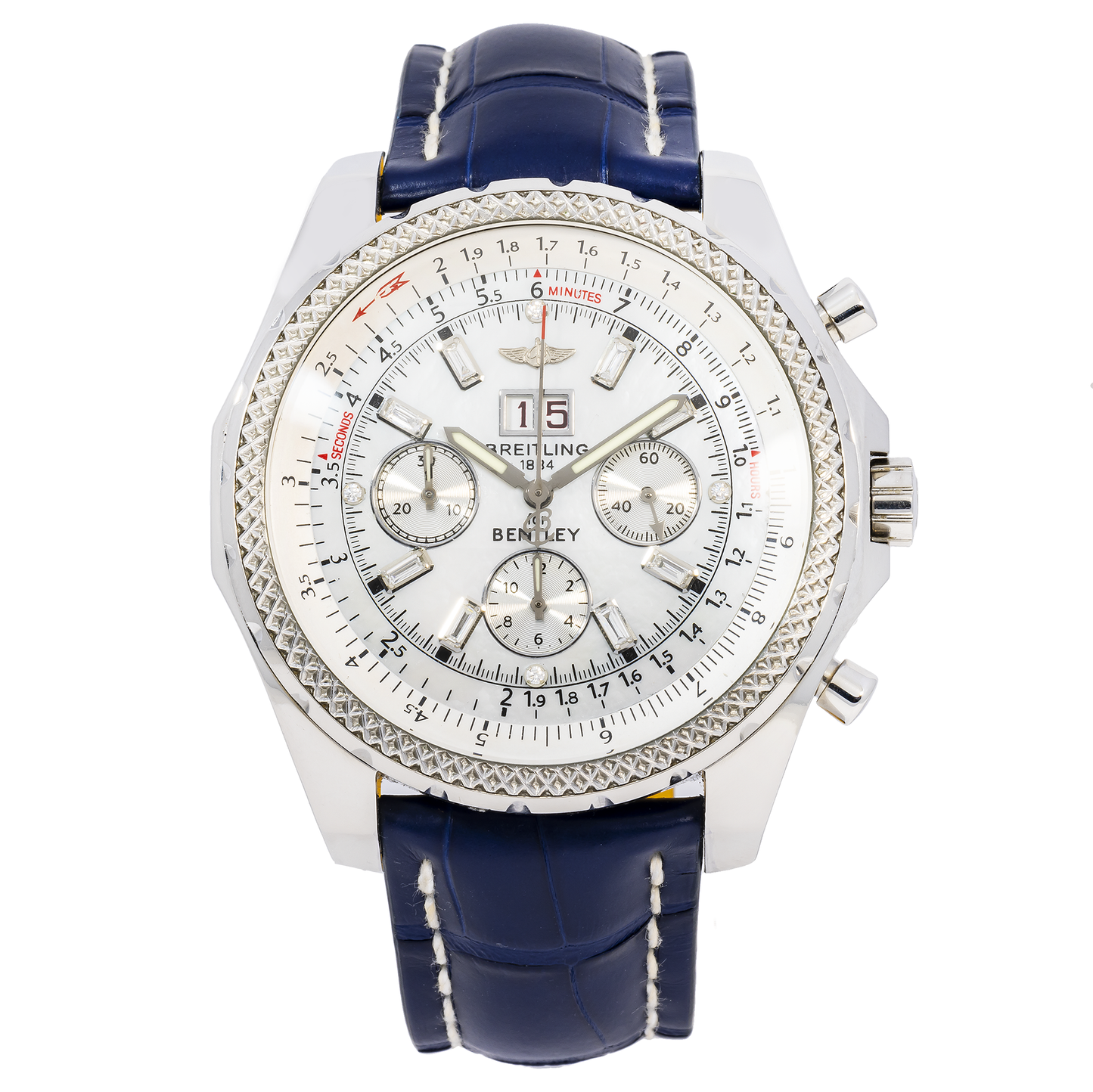 Breitling Bentley 6.75 A44362 48MM White Dial With Leather Bracelet