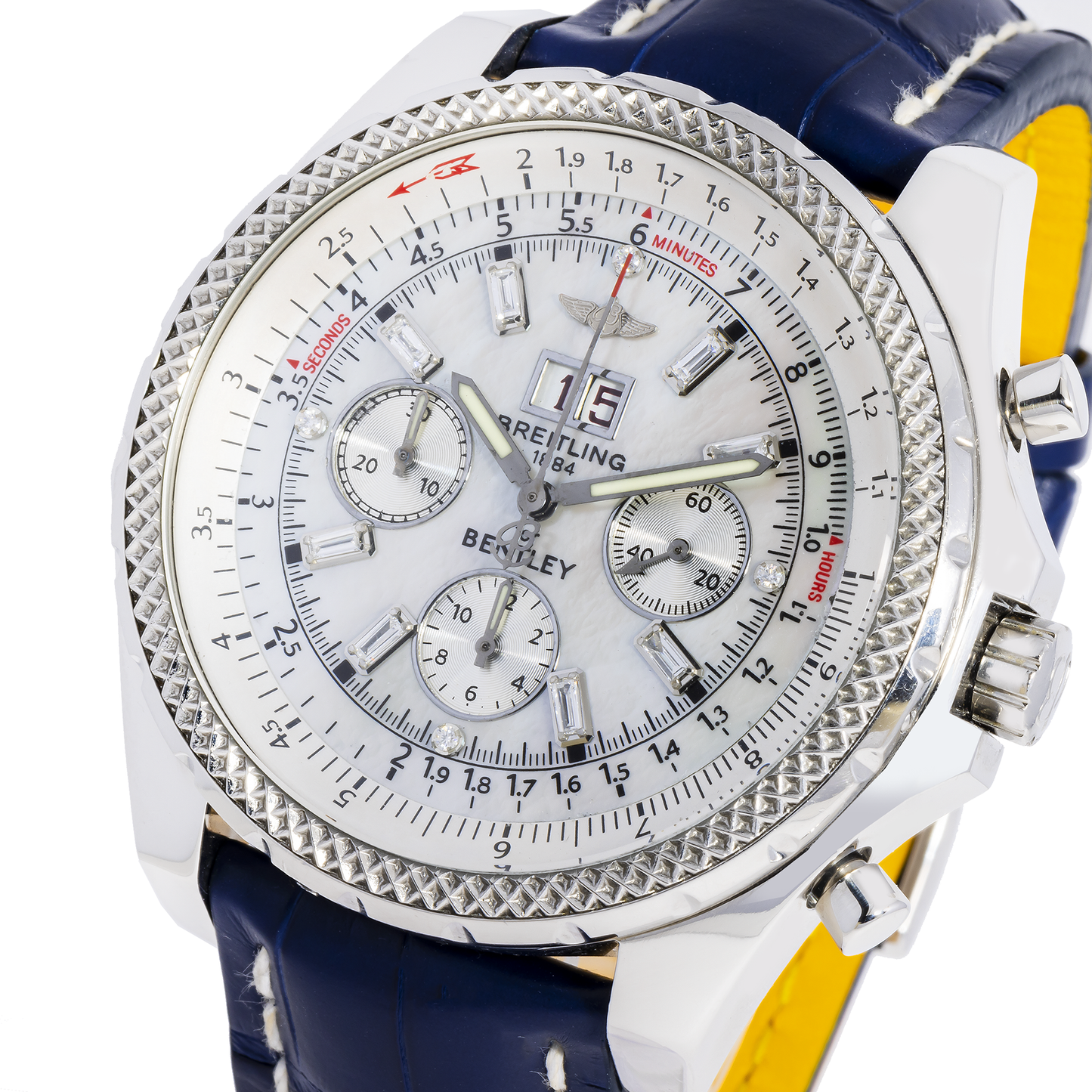 Breitling Bentley 6.75 A44362 48MM White Dial With Leather Bracelet