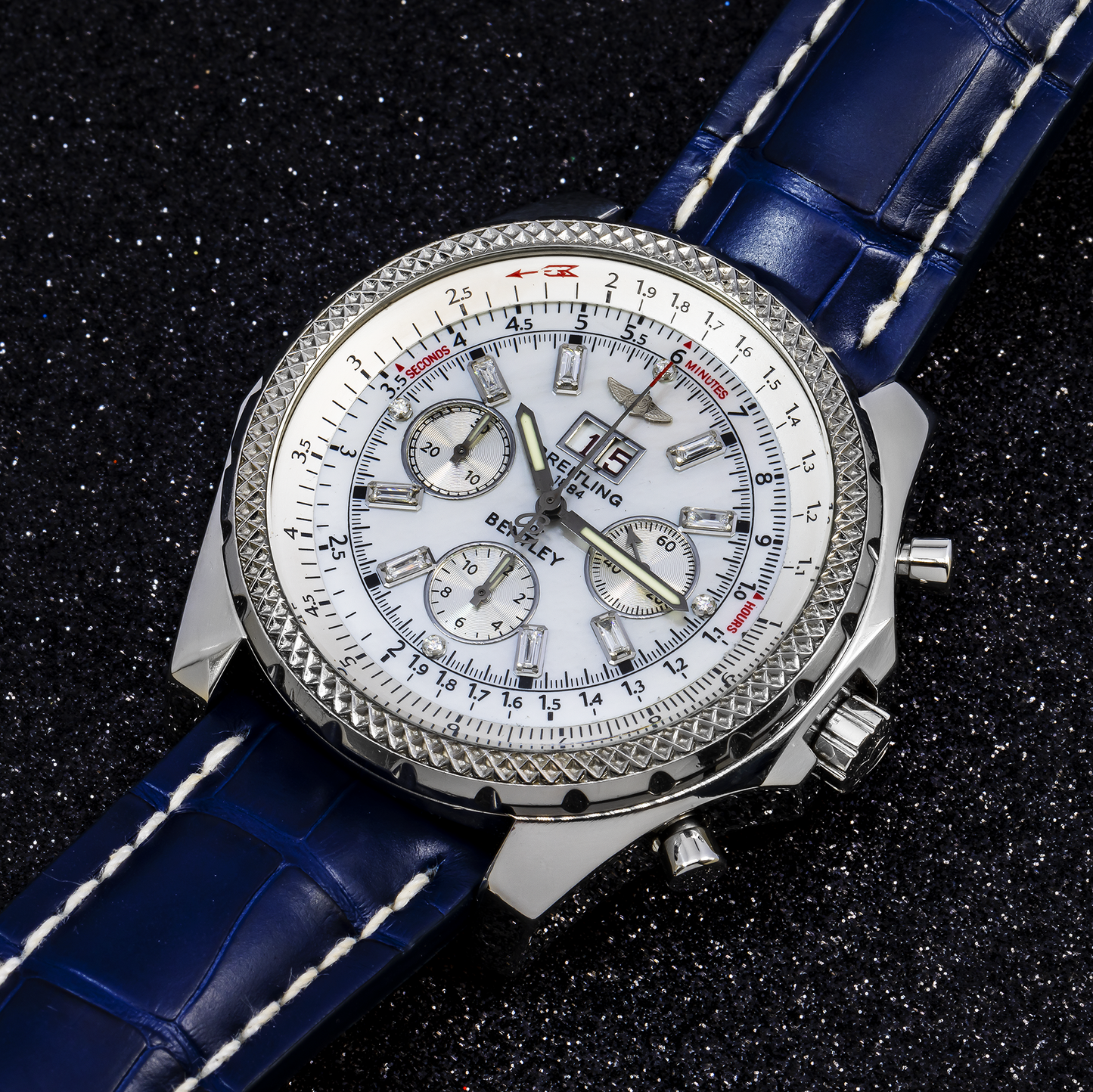 Breitling Bentley 6.75 A44362 48MM White Dial With Leather Bracelet