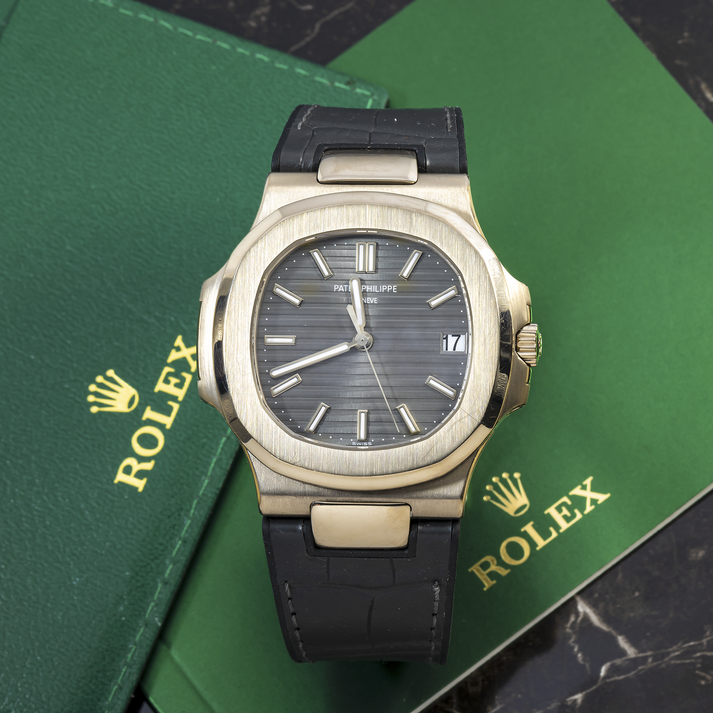 Patek Philippe Nautilus 5711 40MM Silver Dial With Leather Bracelet