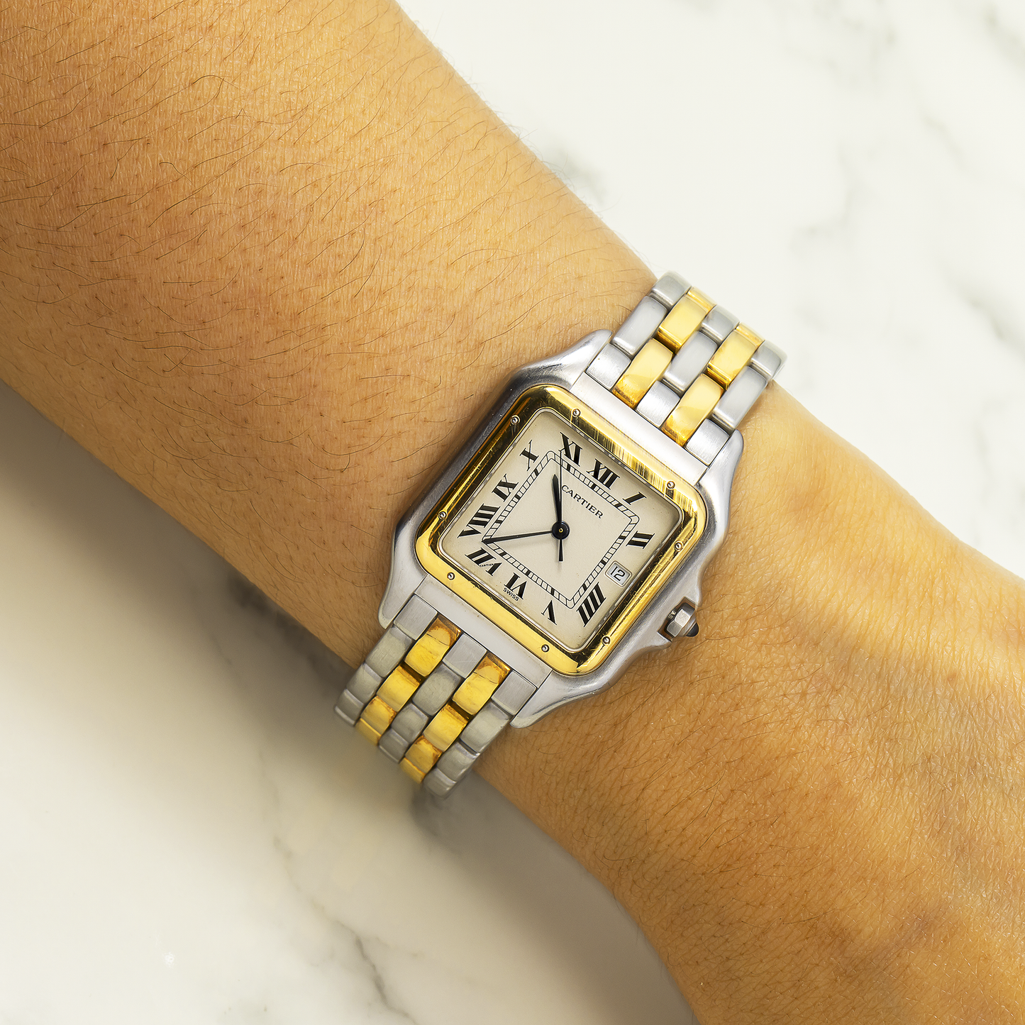 Cartier Panthère 07851 22MM Off-White Dial With Yellow Gold And Stainless Steel Bracelet