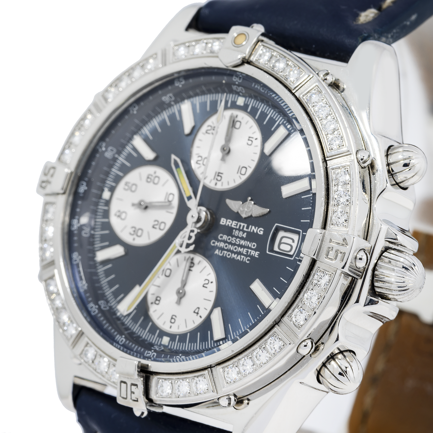 Breitling Crosswind Racing A13055 Black Diamond Dial With 3.00 CT Diamonds Bezel