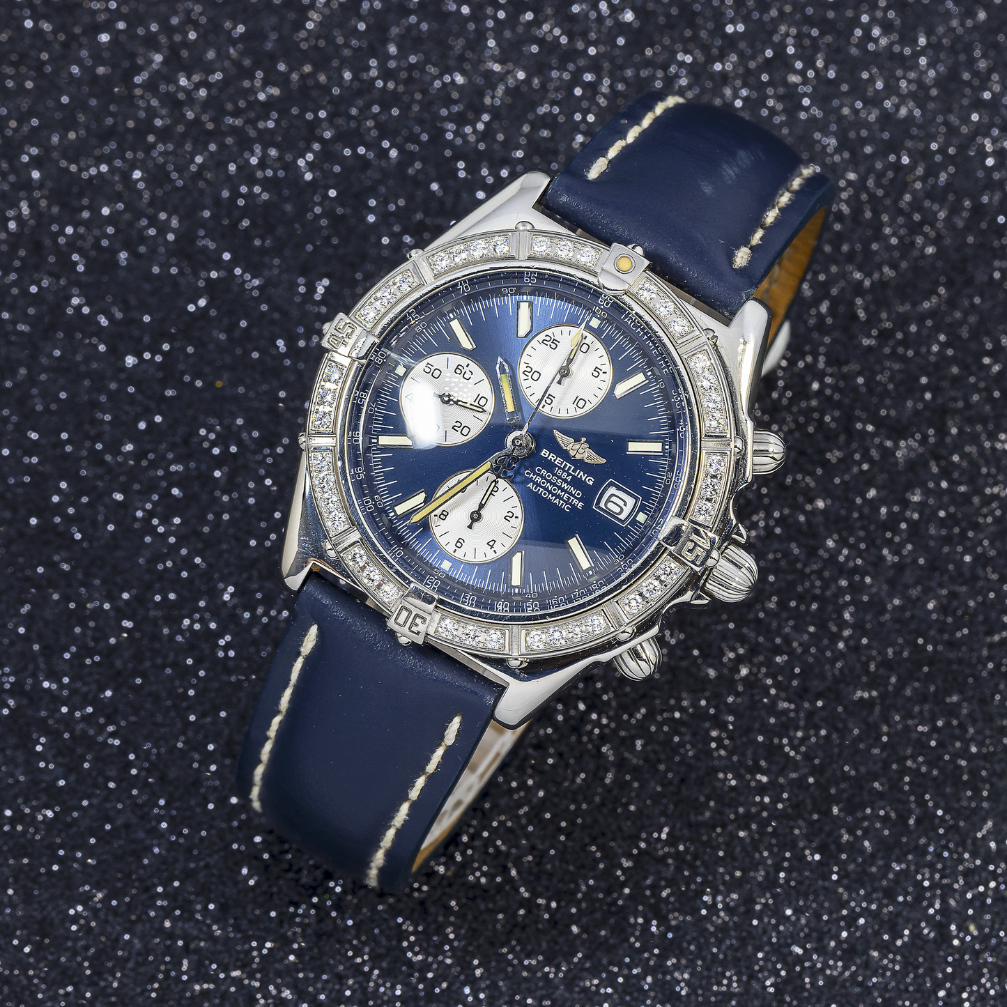 Breitling Crosswind Racing A13055 Black Diamond Dial With 3.00 CT Diamonds Bezel