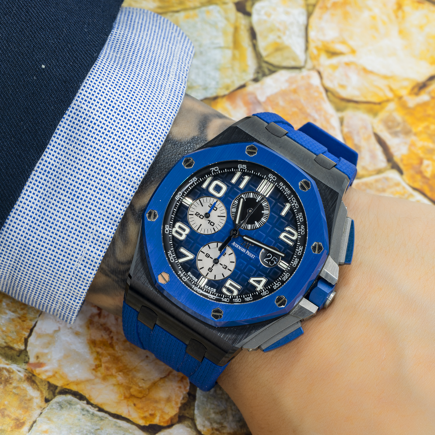 Audemars Piguet Royal Oak Offshore 26405CE 44MM Smoked Blue Dial With Rubber Bracelet