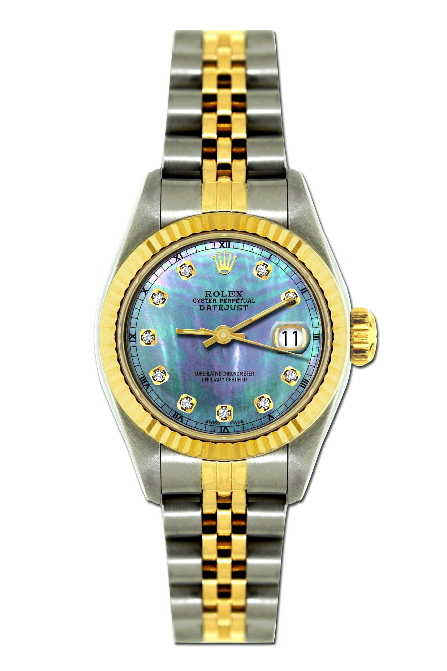 Rolex Datejust 26mm Yellow Gold and Stainless Steel Bracelet Blue Mother of Pearl Dial