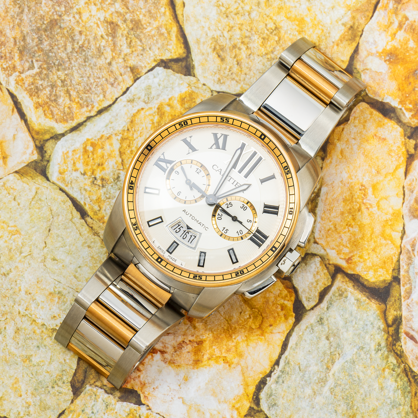 Cartier Calibre de Cartier W710042 42MM White Dial Dial With Stainless Steel And Rose Gold Bracelet