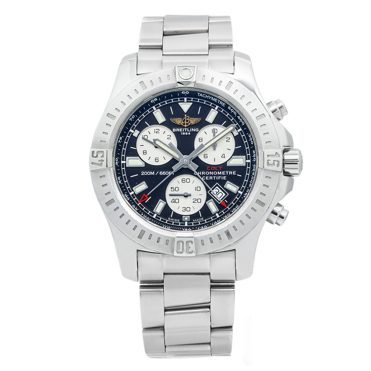 Breitling Colt Chronograph A73388 44MM Black Stick Dial With Stainless Steel Bracelet
