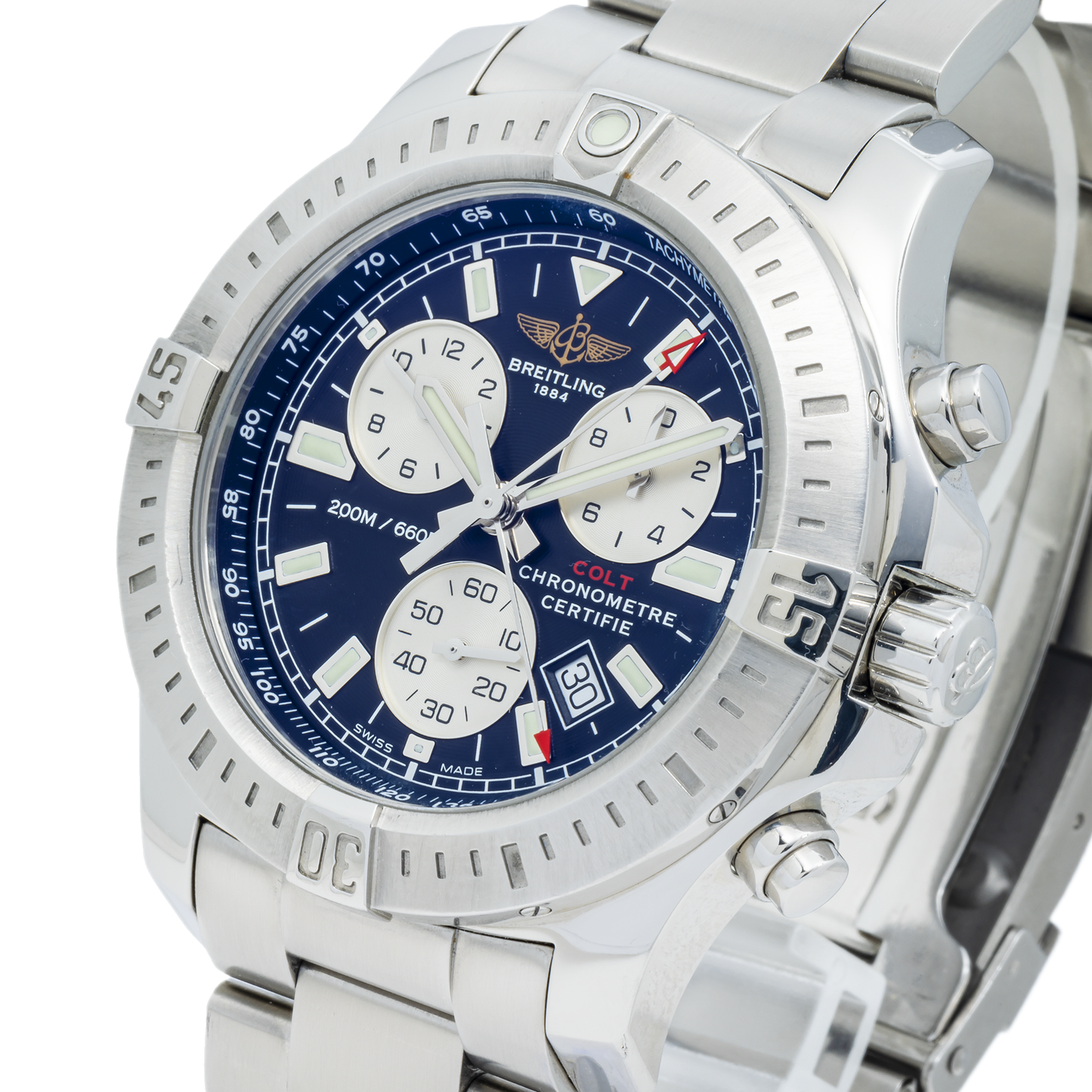 Breitling Colt Chronograph A73388 44MM Black Stick Dial With Stainless Steel Bracelet