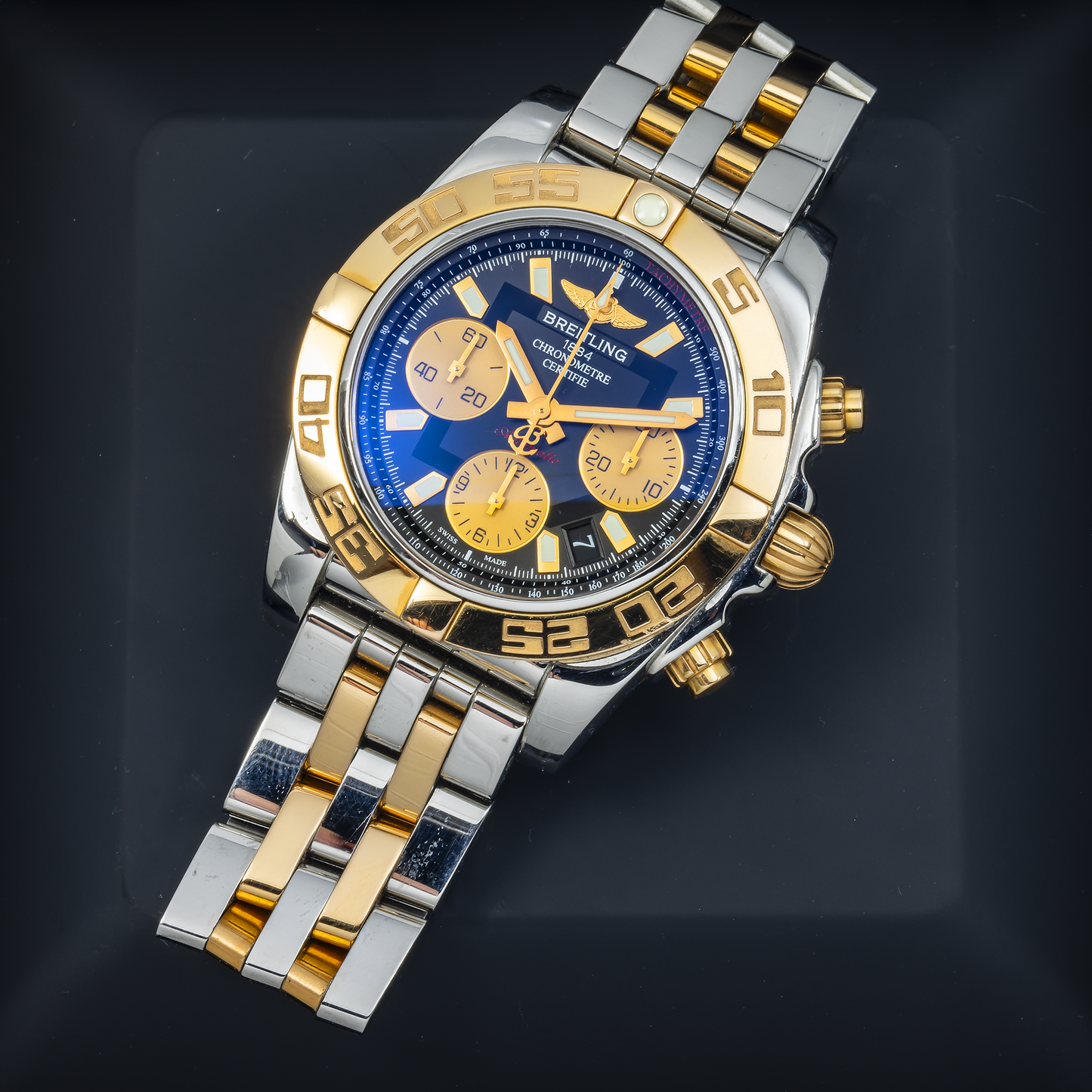 Breitling Chronomat CB0140 41MM Black Baton Dial With Two Tone Pilot Bracelet