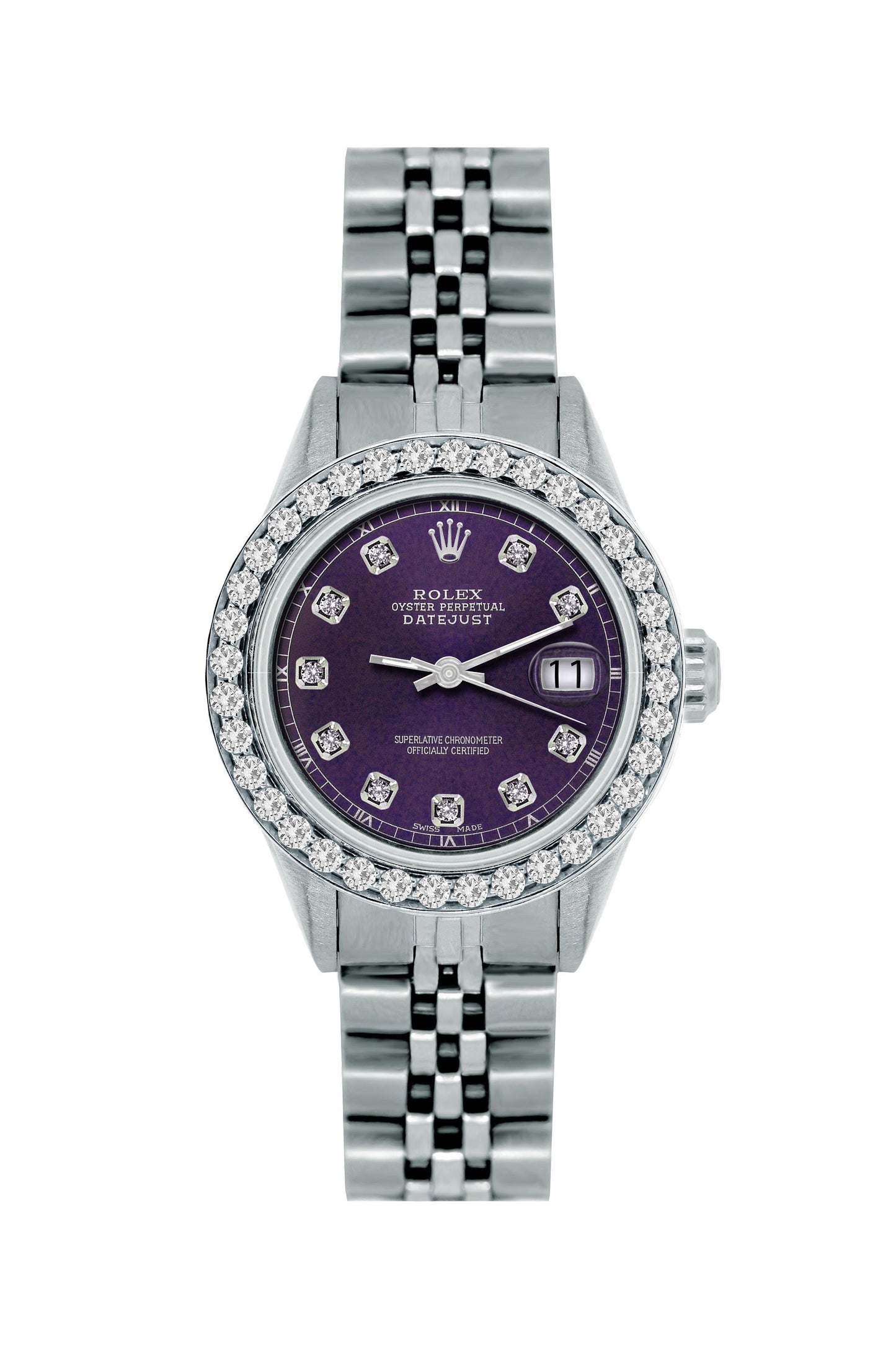Rolex Datejust Diamond Watch, 26mm, Stainless SteelBracelet Black Rock Dial w/ Diamond Bezel