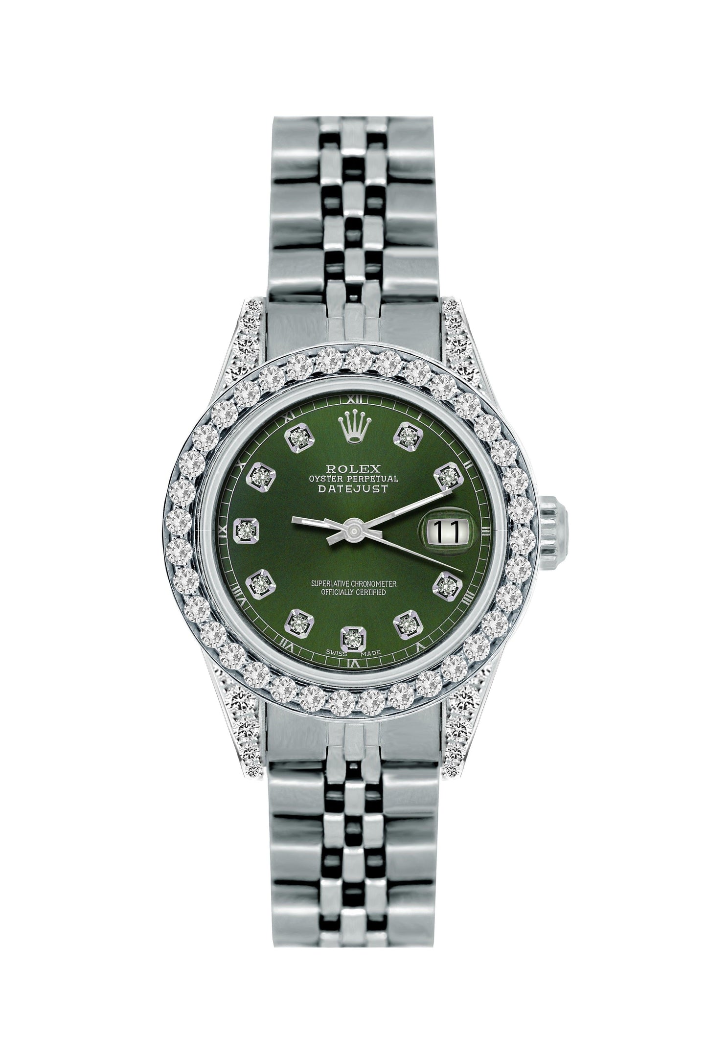 Rolex Datejust Diamond Watch, 26mm, Stainless SteelBracelet Black Forest Dial w/ Diamond Bezel and Lugs