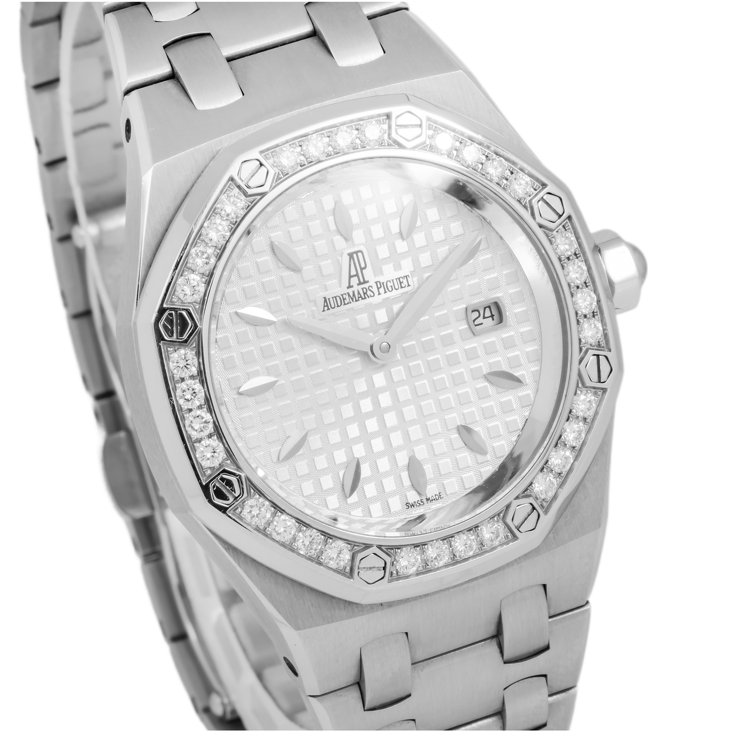 Audemars Piguet Royal Oak Quartz Ladies 33mm Stainless Steel Silver Dial Diamond Bezel 67651ST.ZZ.1261ST.01
