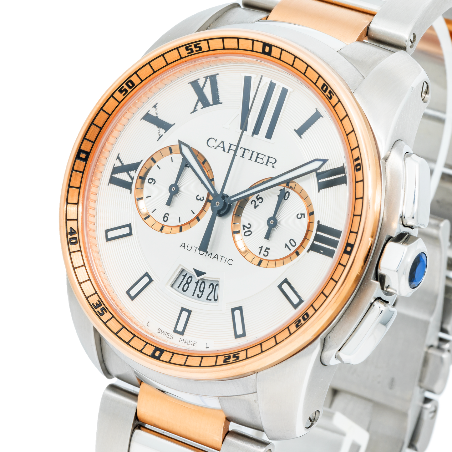 Cartier Calibre de Cartier W710042 42MM White Dial Dial With Stainless Steel And Rose Gold Bracelet