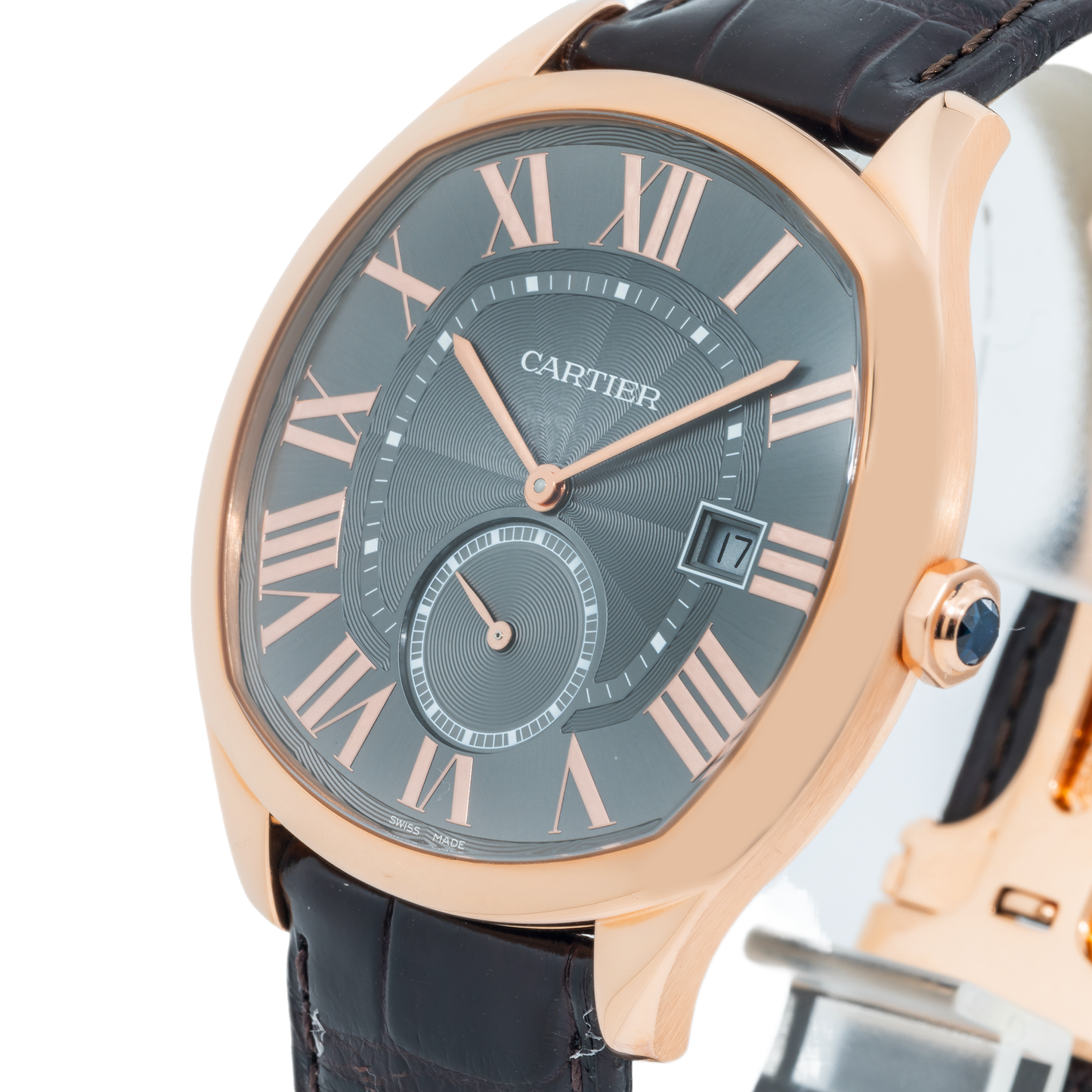 Cartier Drive WGNM0004 41MM Rose Gold Grey Dial With Alligator Bracelet
