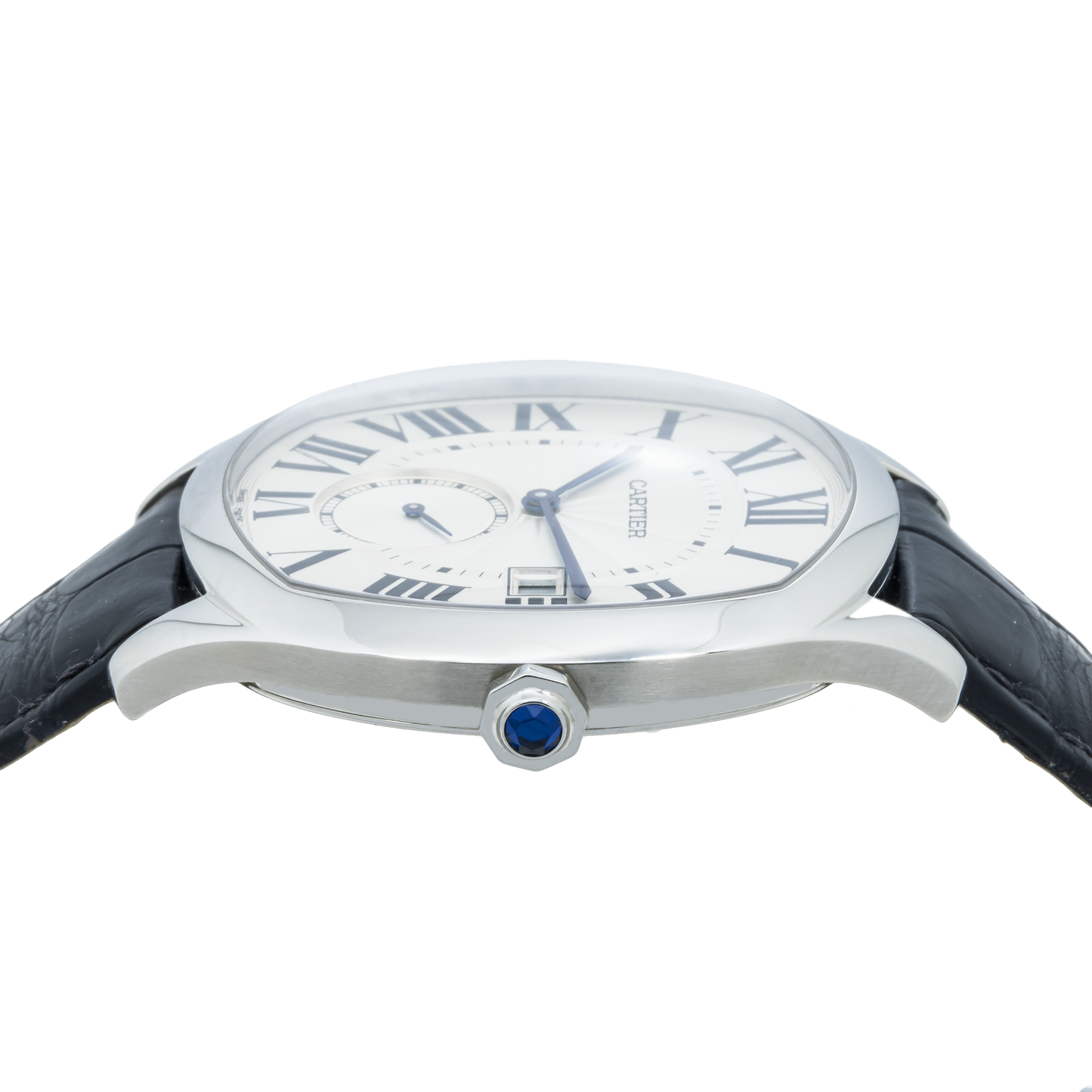 Cartier Drive WSNM0004 41MM Silver Guilloche Dial With Black Alligator Strap