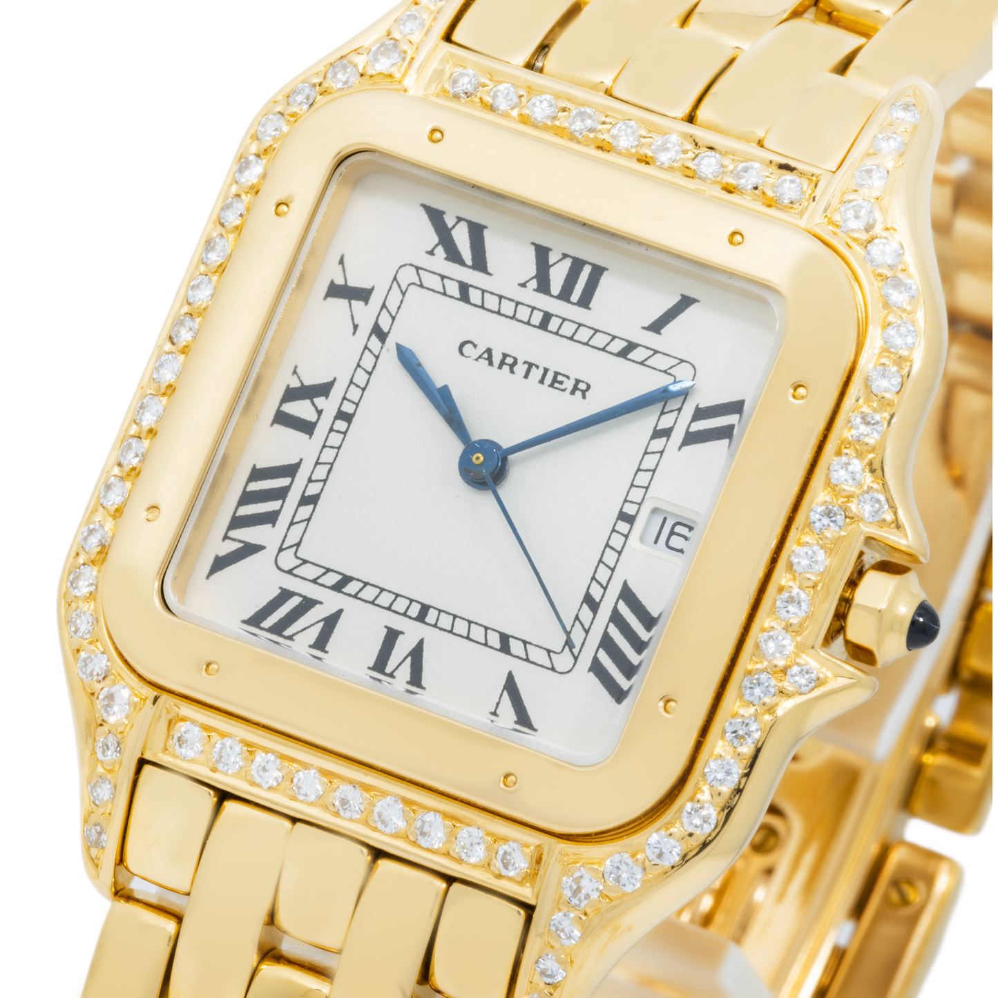 Cartier Panthère 88396 27MM White Dial With Diamond Bezel And Yellow Gold Bracelet