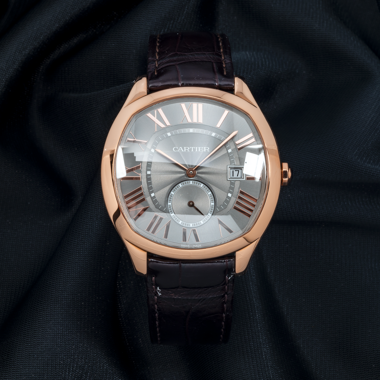 Cartier Drive WGNM0004 41MM Rose Gold Grey Dial With Alligator Bracelet