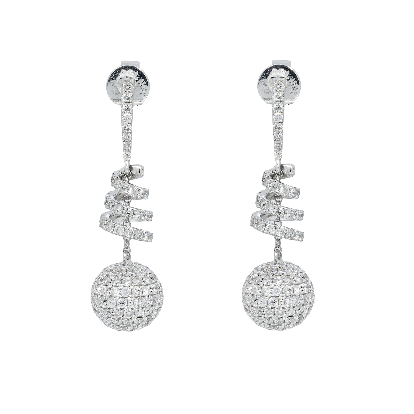 18K GOLD DIAMOND DROP EARRINGS 3.70 CTW