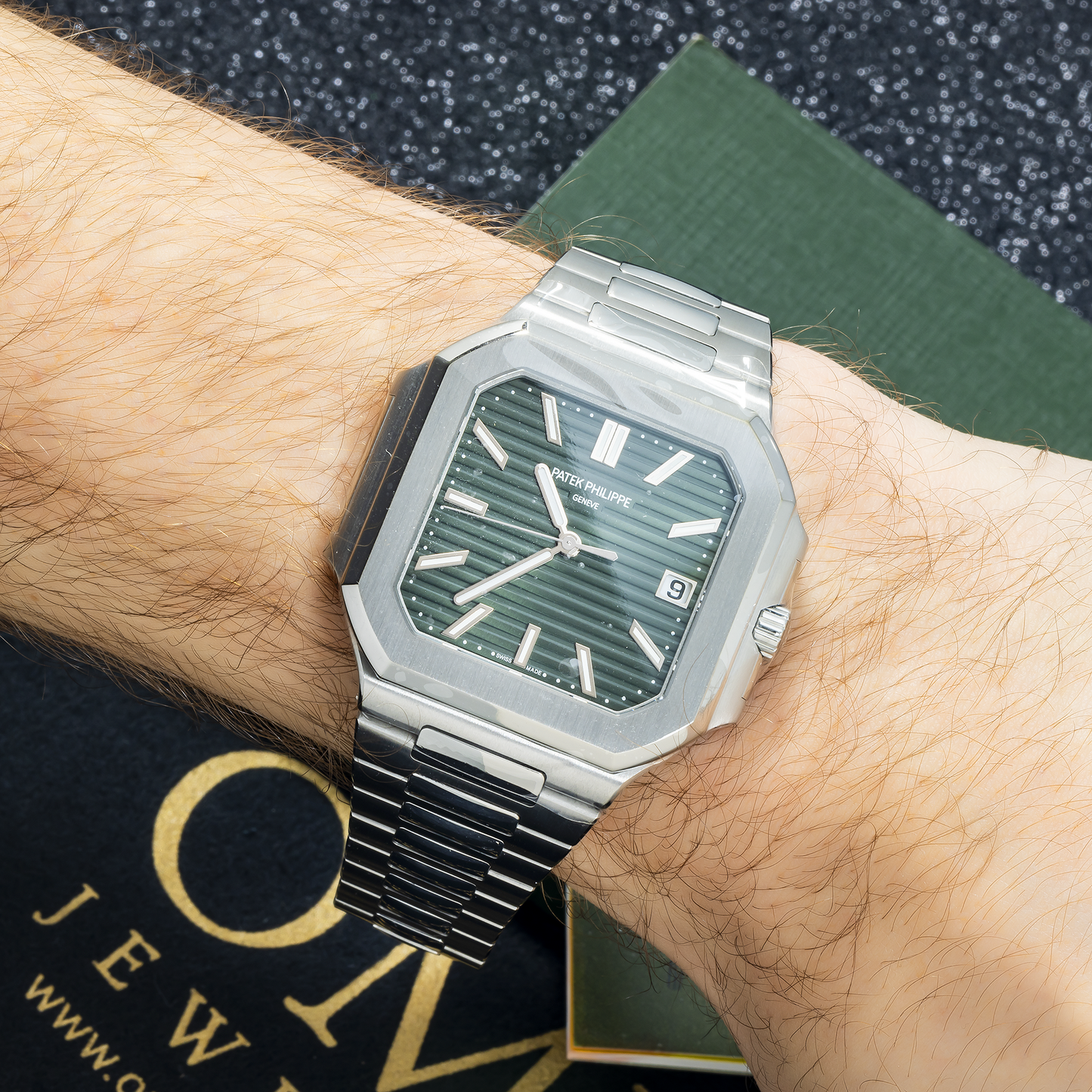 Patek Philippe Cubitus 5821/1A 45MM Sunburst Olive Green Dial With Stainless Steel Bracelet