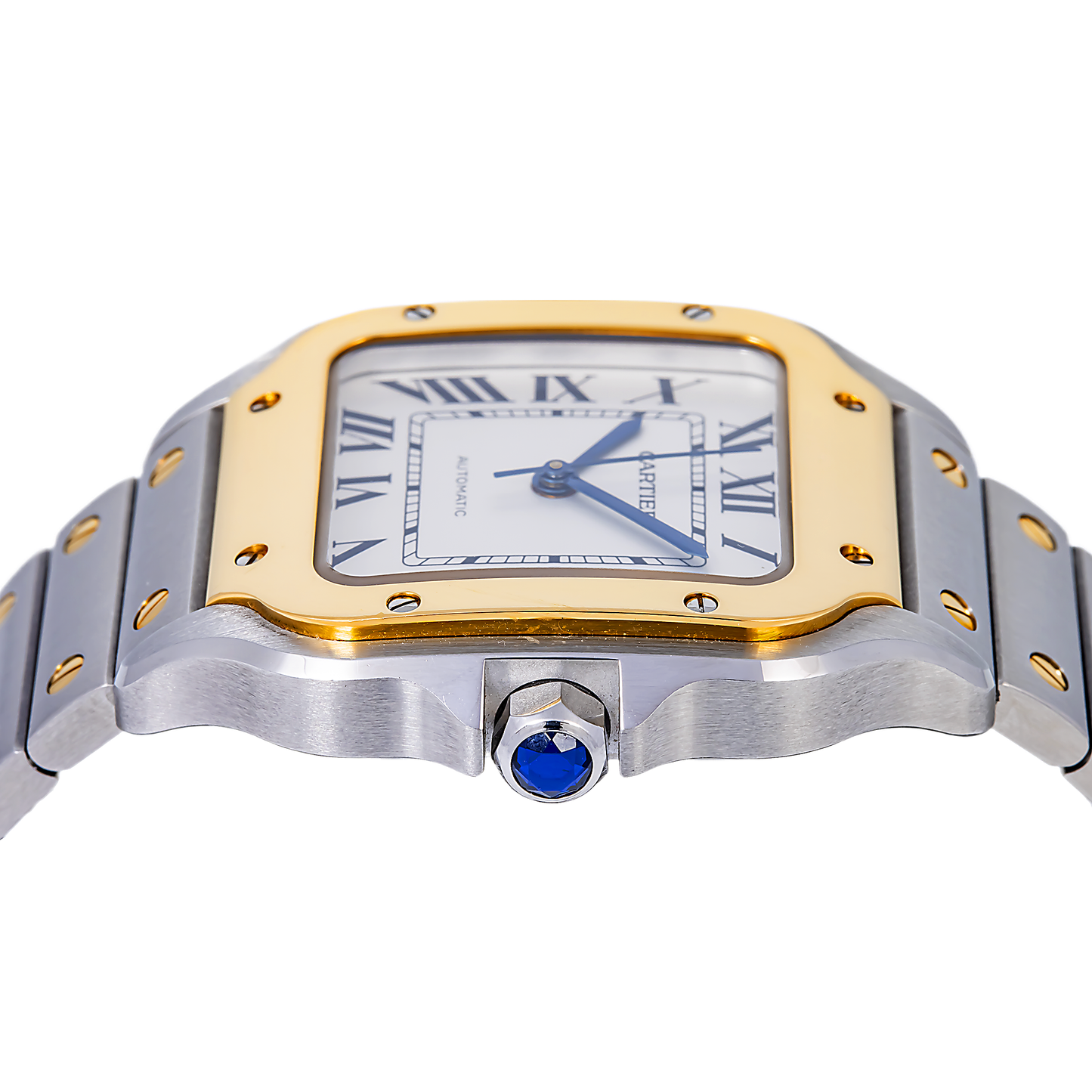 CARTIER SANTOS W2SA0007 35.1MM SILVERED OPALINE DIAL WITH TWO TONE BRACELET