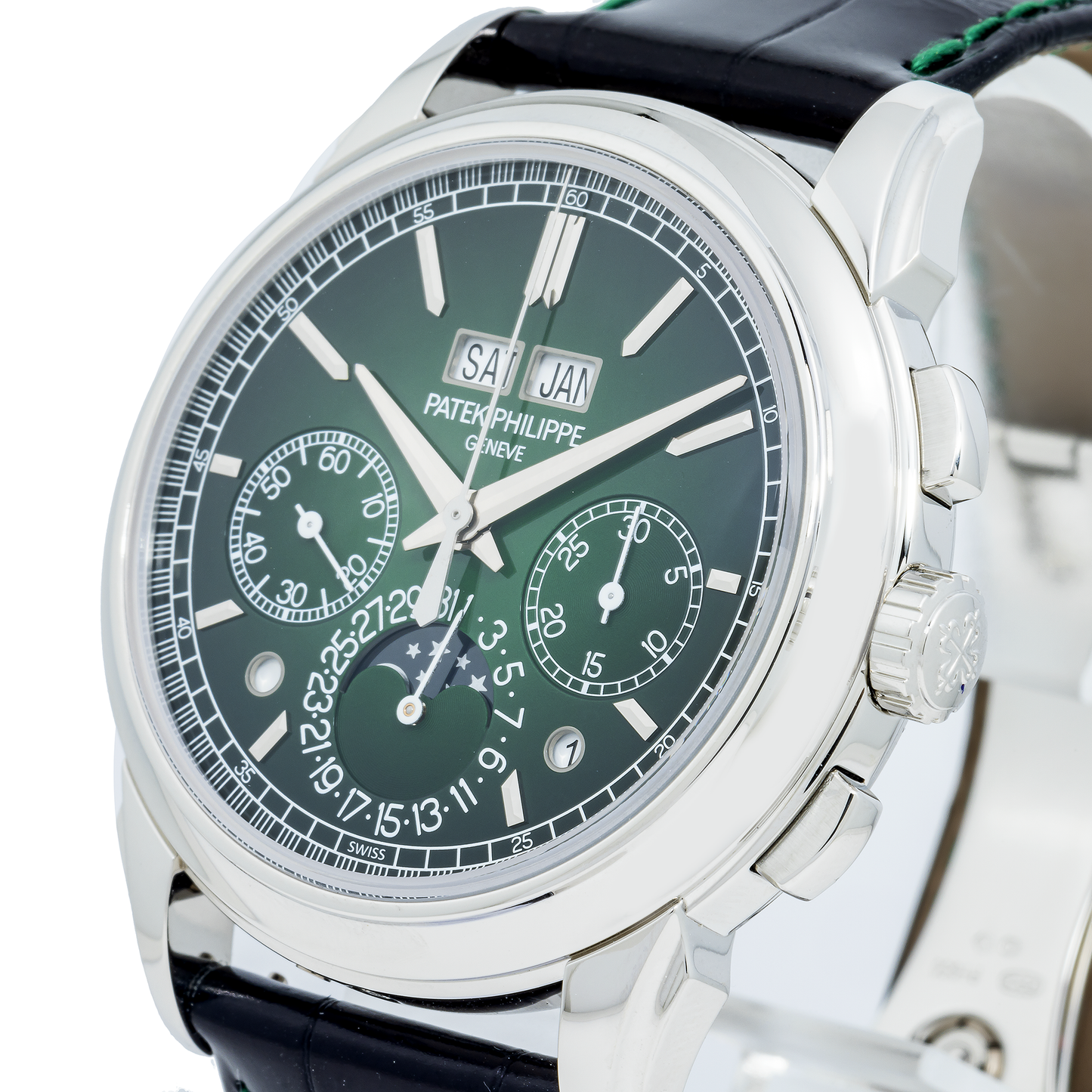 PATEK PHILIPPE GRAND COMPLICATIONS CHRONOGRAPH PERPETUAL CALENDAR 5270P GREEN DIAL WITH LEATHER STRAP