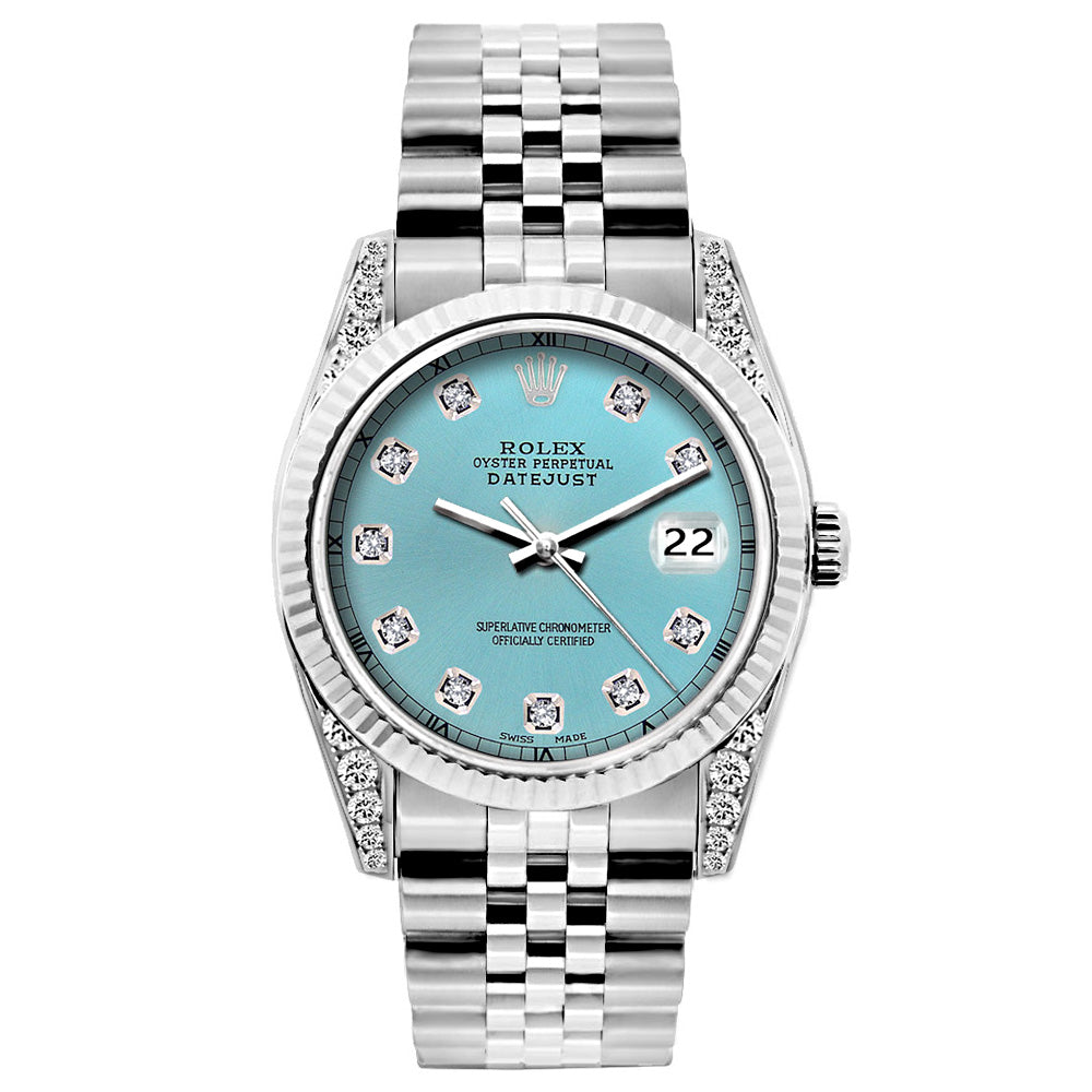 Rolex Datejust 26mm Blue Rays Diamond Dial, Bezel, or Lugs With Stainless Steel Bracelet