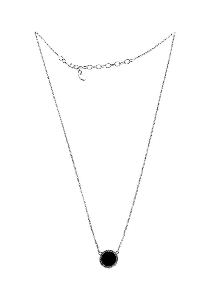 18K White Gold Diamond Circle Necklace 0.20CT