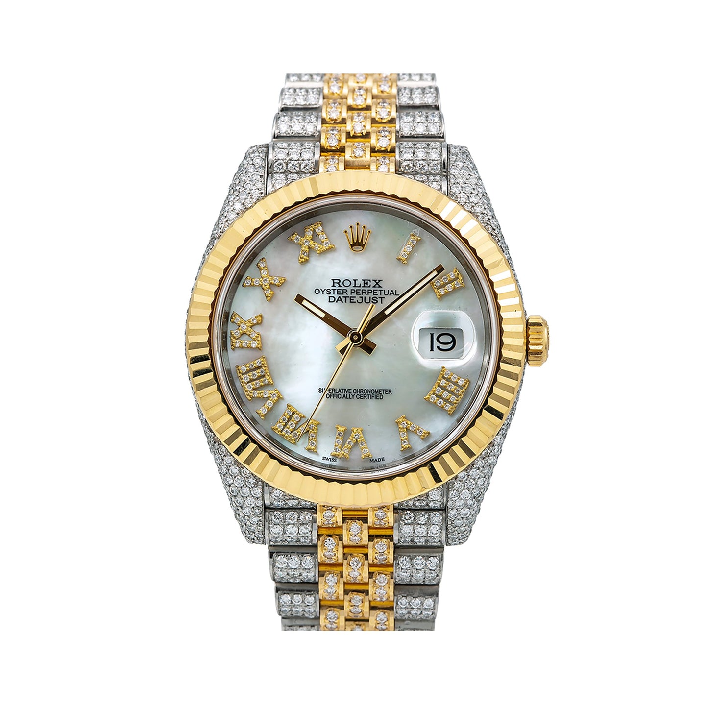 Rolex Datejust Diamond Watch, 126333 41mm, Silver Diamond Dial With Two Tone Bracelet